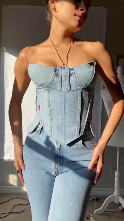 Denim Corset Diy Fashion Sewing Denim Diy Clothes Upcycled Fashion