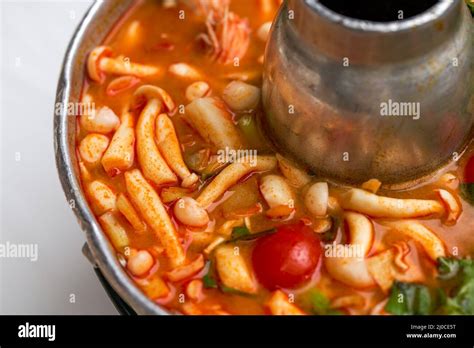 A Pot Of Hot And Sour Thai Tom Yum Soup Stock Photo Alamy