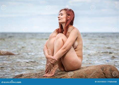 Nude Woman Sitting On Stone Stock Image Image Of Body Nude