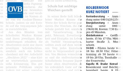 Kolbermoor Kurz Notiert Ovb Heimatzeitungen