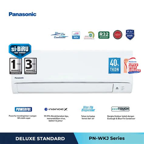 Panasonic Ac Wall Mounted Split Deluxe Standard Non Inverter Si Biru