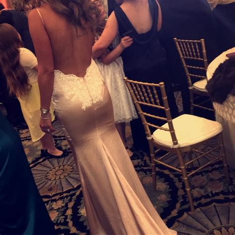 Dresses Custom Made Nude And Lace Open Back Evening Gown Poshmark