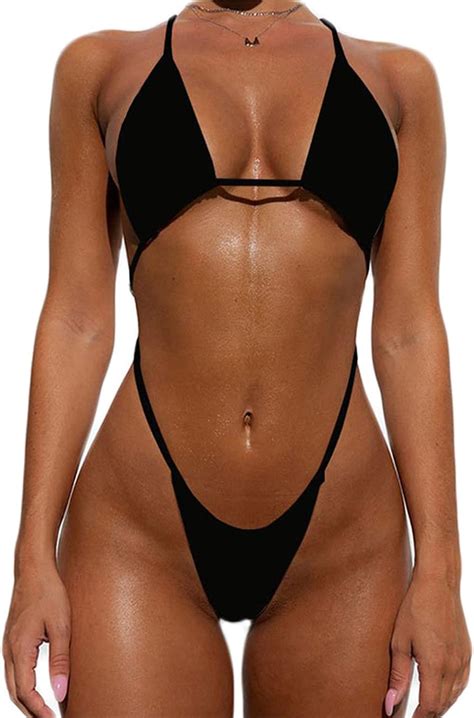 YIMISAN Women S Sexy One Piece Sling Bikini High Cut Cheeky Swimsuit Thong Bathing Suits At