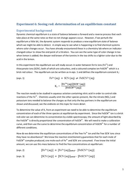 Experiment 6 Determination Of The Equilibrium Constant For Bromocresol Green