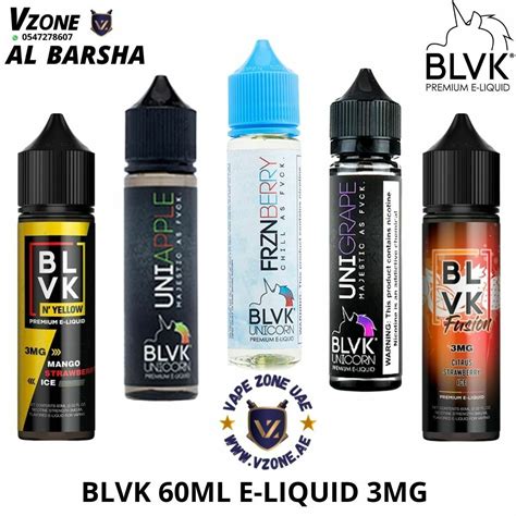 BLVK 60ML E LIQUID ALL FLAVORS 3MG Vape Zone UAE