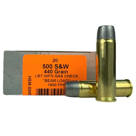 Hsm 500 Sandw 440 Gr Lead Wide Flat Nose Gas Check Bear Load Box Of 20