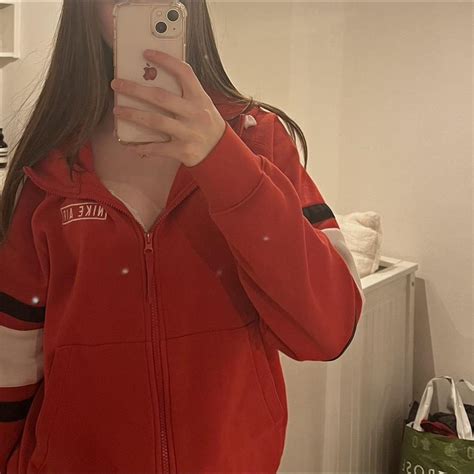 Nike Red Zip Up Hoodie Perfect Condition Would Fit Depop