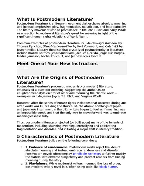 What Is Postmodern Literature