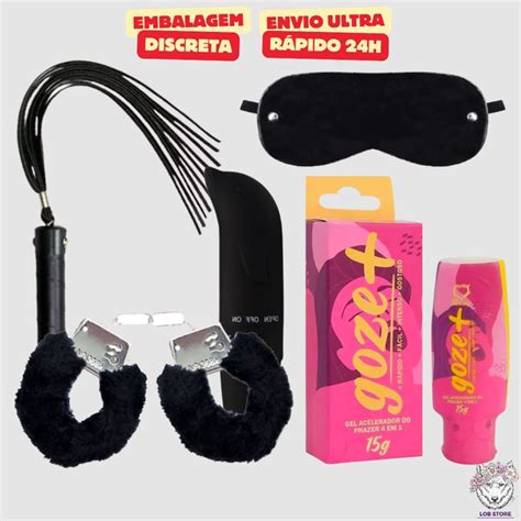 Kit Sado Goze Mais Algemas Pel Cia Chicote Golfinho Ponto G Tapa Olhos Sex Shop