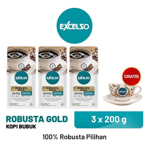 Jual Buy 3 Excelso Robusta Gold Bubuk Kopi Get 1 Free Cup Saucer