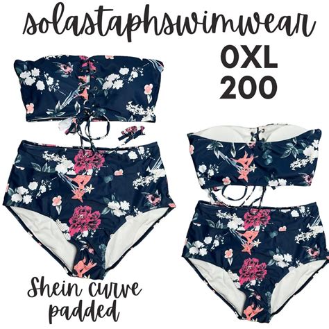 Shein Curve Plus Tube Floral Front Lace Highwaist Bikini Women S Fashion Swimwear Bikinis