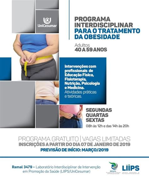 Programa Para O Tratamento Da Obesidade Está Com As Inscrições Abertas