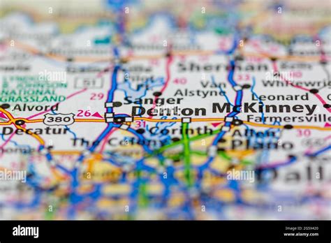 Denton Texas Usa Shown On A Geography Map Or Road Map Stock Photo Alamy