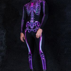 Purple Skeleton Costume for Men, Adult Halloween Costumes, Skeleton ...