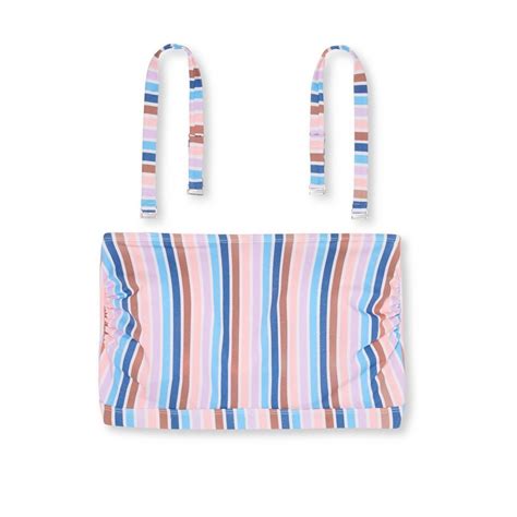 Juniors Plus Size Metallic Longline Bandeau Bikini Top Xhilaration Multi Stripe 16W 1 Ct Shipt