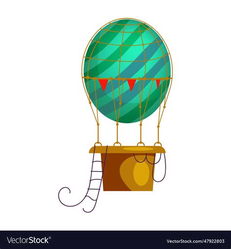 Blue Striped Hot Air Balloon Isolated Royalty Free Vector