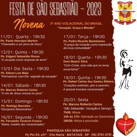 Programação da Festa de São Sebastião 2023 Arquidiocese de Ribeirão Preto