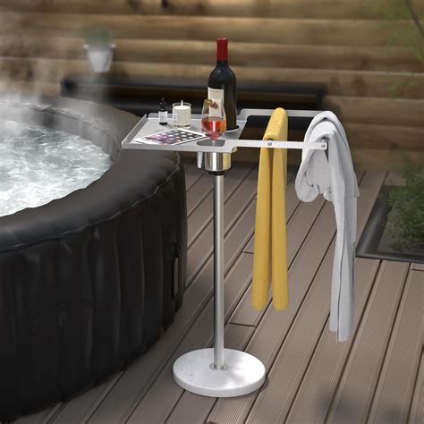 Outdoor Towel Rack For Hot Tub Swivel Hot Tub Tray With Drink Holders Pool Towel Rack