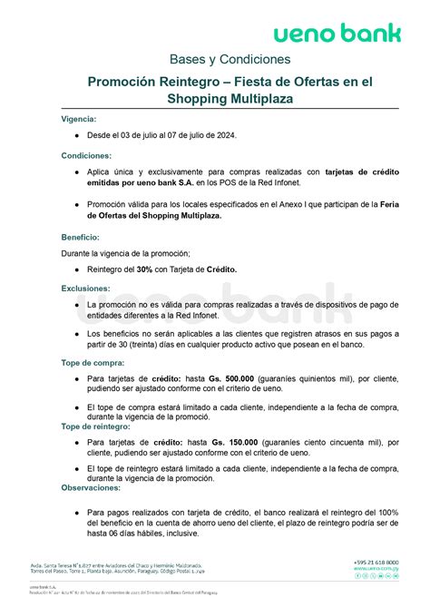 Promoción Reintegro Fiesta de Ofertas en el Shopping Multiplaza ueno