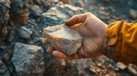 Geologist X27 S Hand Holding Mineral Sample Stock Photo Image Of