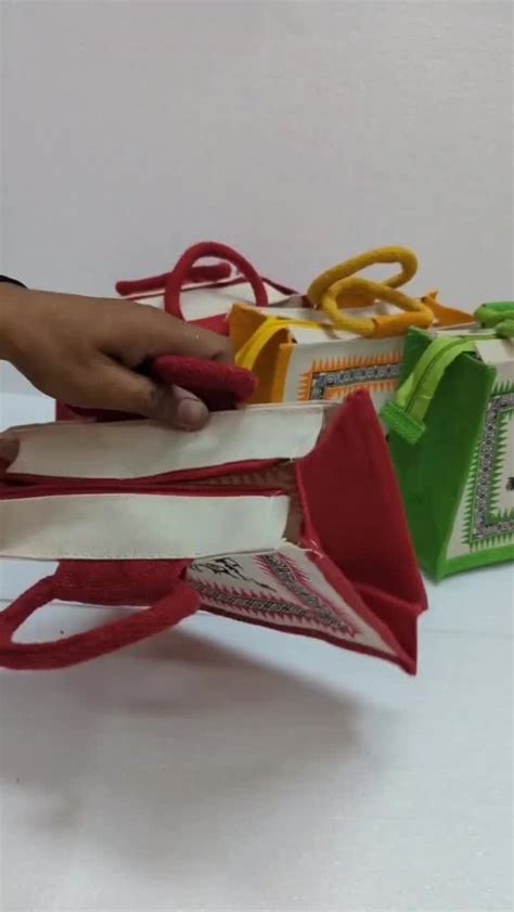 Standard Handled Jute Canvas Thamboolam Gift Bags Size Dimension