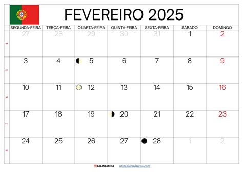 Calendário Fevereiro 2025 Portugal