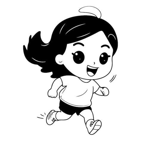Premium Vector Cute Little Girl Running And Smiling Of A Cute Little Girl
