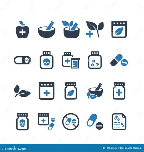 Medication Icons Blue Version Stock Vector Illustration Of