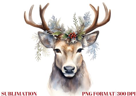 Watercolor Christmas Reindeer Clipart Graphic By Mirawillson · Creative Fabrica