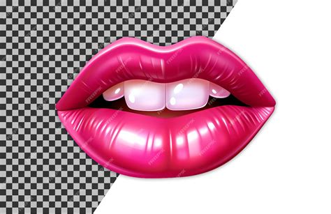 Premium Psd Glossy Pink Woman Lips Sublimation Design Clipart