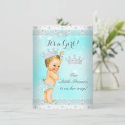 Princess Baby Shower Aqua Lace Tiara Blonde Baby Invitation Zazzle