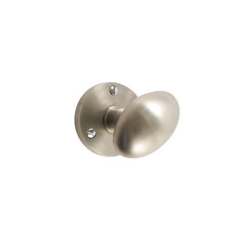 Satin Nickel Effect Brass Round Door Knob Dia583mm Pair Departments Diy At Bandq