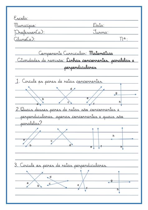Atividades Tipos De Retas 4 Ano - Atividade Sobre Retas 4 Ano - NAZAEDU
