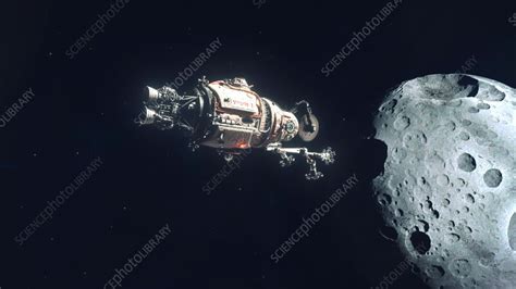 Mining ship approaching small asteroid, animation - Stock Video Clip ...