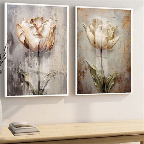 Kit Quadros Decorativos Flores Nude Moldura E Vidro Elo