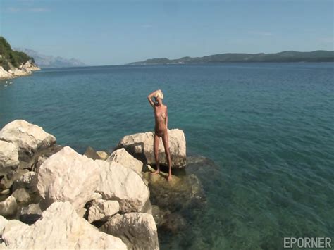 Blonde Girl And Outdoor Striptease