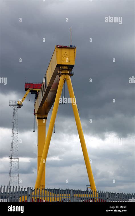 one of two Harland and Wolff landmark Belfast gantry cranes, nicknamed Samson & Goliath Stock ...