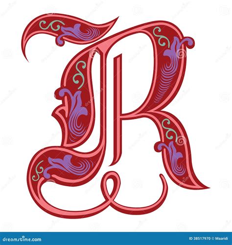 Garnished Gothic Style Font Letter R Stock Vector Illustration Of