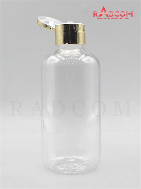 Ml Clear Short Boston Pet Bottles With Golden Flip Top