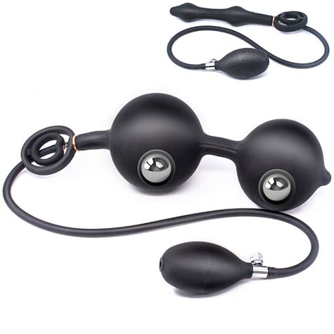 Inflatable Anal Plug Steel Butt Beads Vagina Anal Expander Large Dildo Prostate Massage Sex Toys