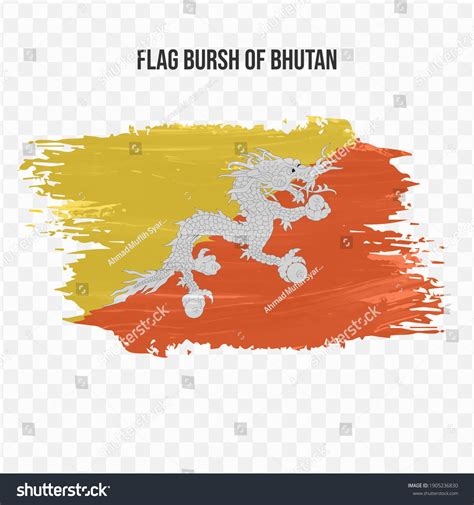 Flag Bhutan Texture Brush Transparent Background Stock Vector (Royalty