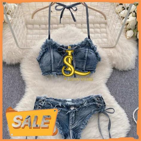 Jual Lingerie Sexy Bra Jeans G String Temptation Hot Set Bikini Denim B Lingerie Sexy Bra Jeans