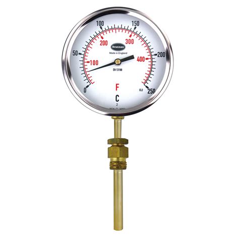 Black Case Liquid Expansion Dial Thermometer With Bezel Brannan