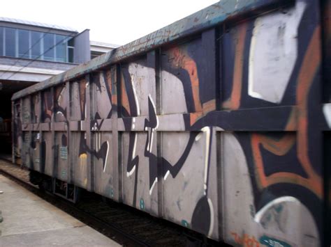 Freight Train Graffiti Art On Train