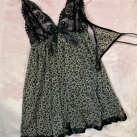 Leopard Print Lingerie Set Size Large Includes Depop
