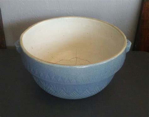 Stoneware Bowl Blue Gray Bowl Crock Bowl Mixing Bowl Vintage Bowl