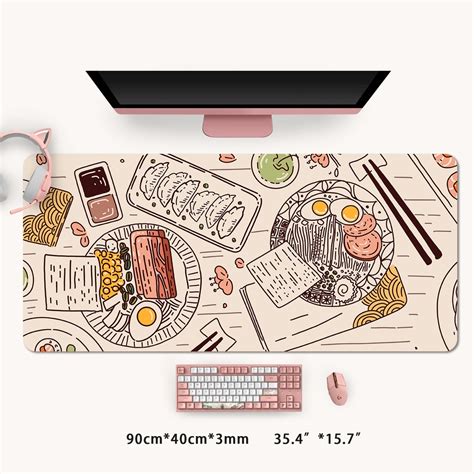 Extra Large Kawaii Japan Ramen GBA Gaming Mouse Pad Cute Aesthetic Food