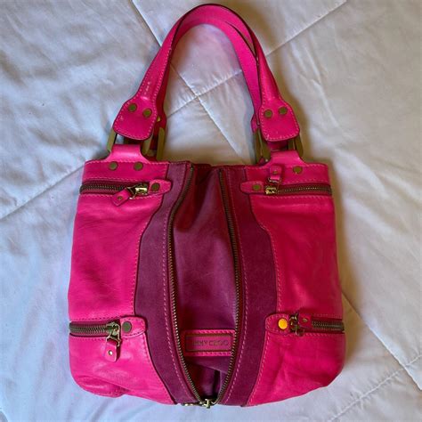 Authentic Hot Pink Jimmy Choo Leather Zip Up Bag Depop
