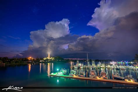 Massive Clouds Over Jupiter Inlet Lighthouse Along The Marina Royal