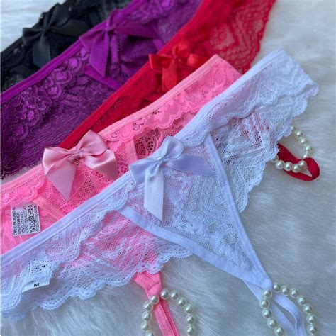 Kit 6 Calcinha Fio Dental Tailandesa Pérola Lingerie Sensual Em Renda Shopee Brasil